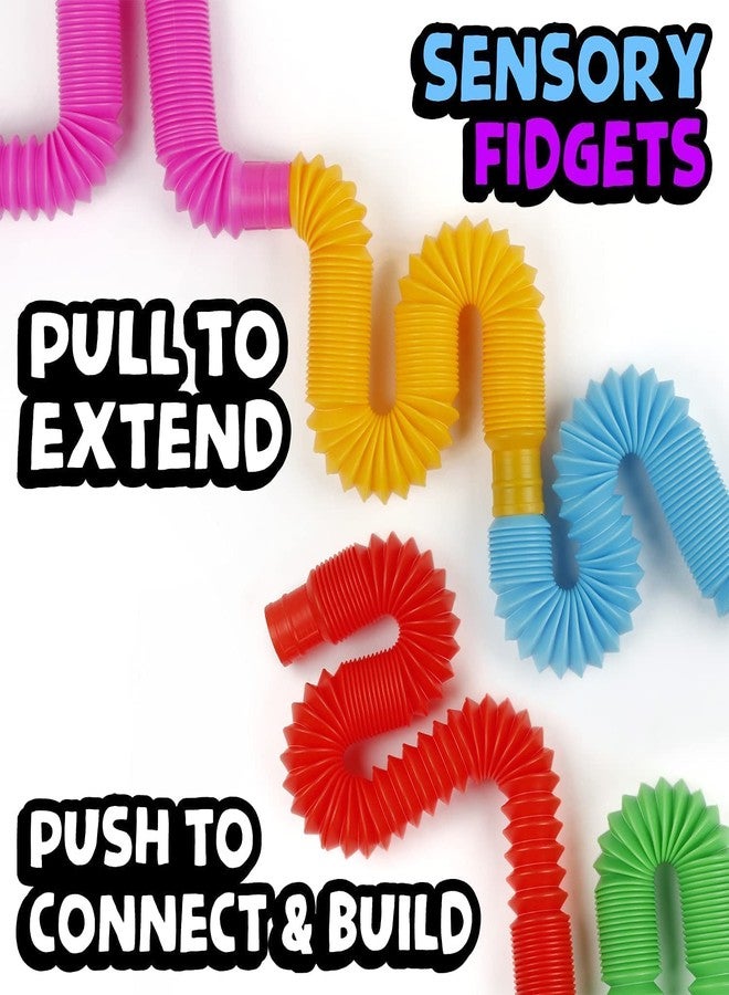 REMANG 12Pcs Pop Tube Fidget Toys Set Fidget Pop Pipe Tube Sensory Toy Ring Pop it Tube Fidget Anxiety Relief Stress Relief Sensory Bendable Stemming Pipe Toy Tube for Kids(Multicolor) - Image 2